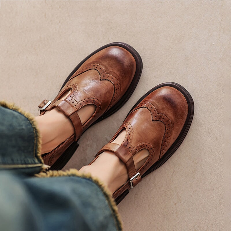 Women's Elegant Vegan Leather Mary Jane Sandal