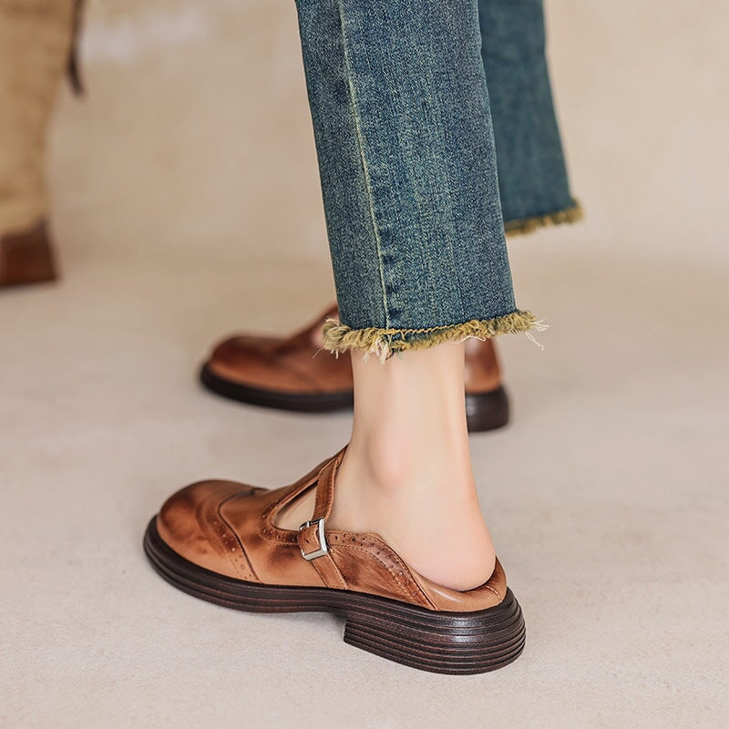 Women's Elegant Vegan Leather Mary Jane Sandal