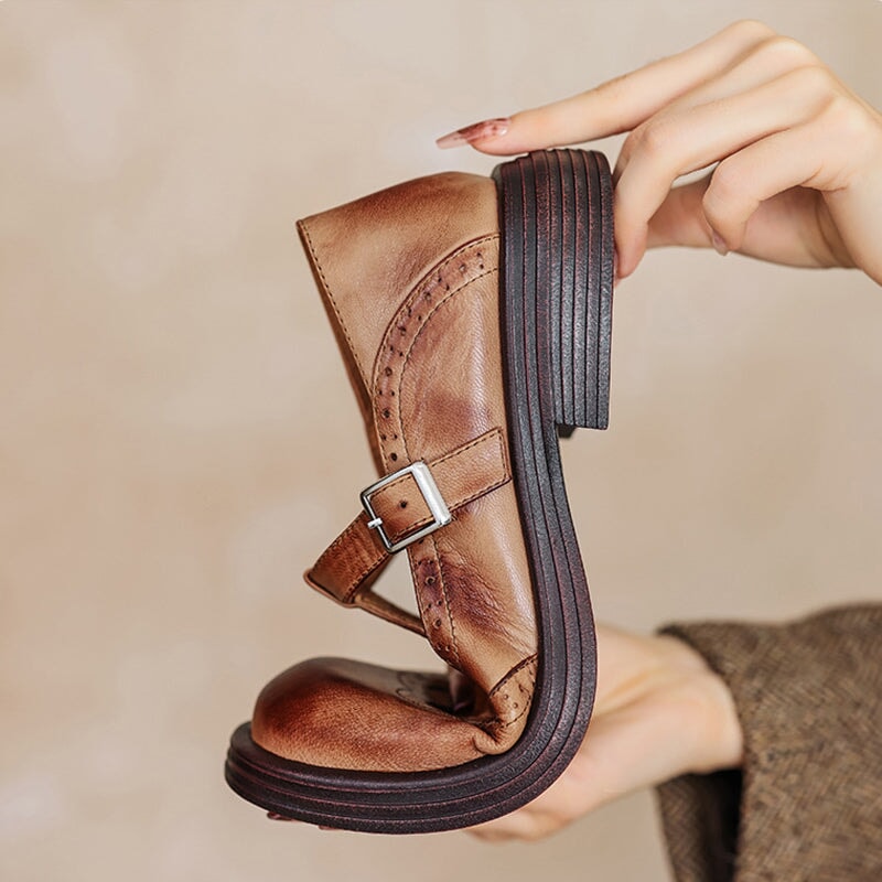 Women's Elegant Vegan Leather Mary Jane Sandal