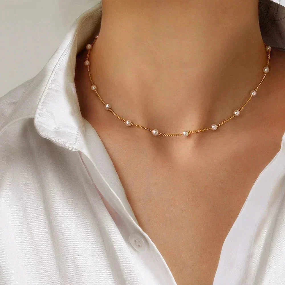 Women's Gold Pearl Necklace