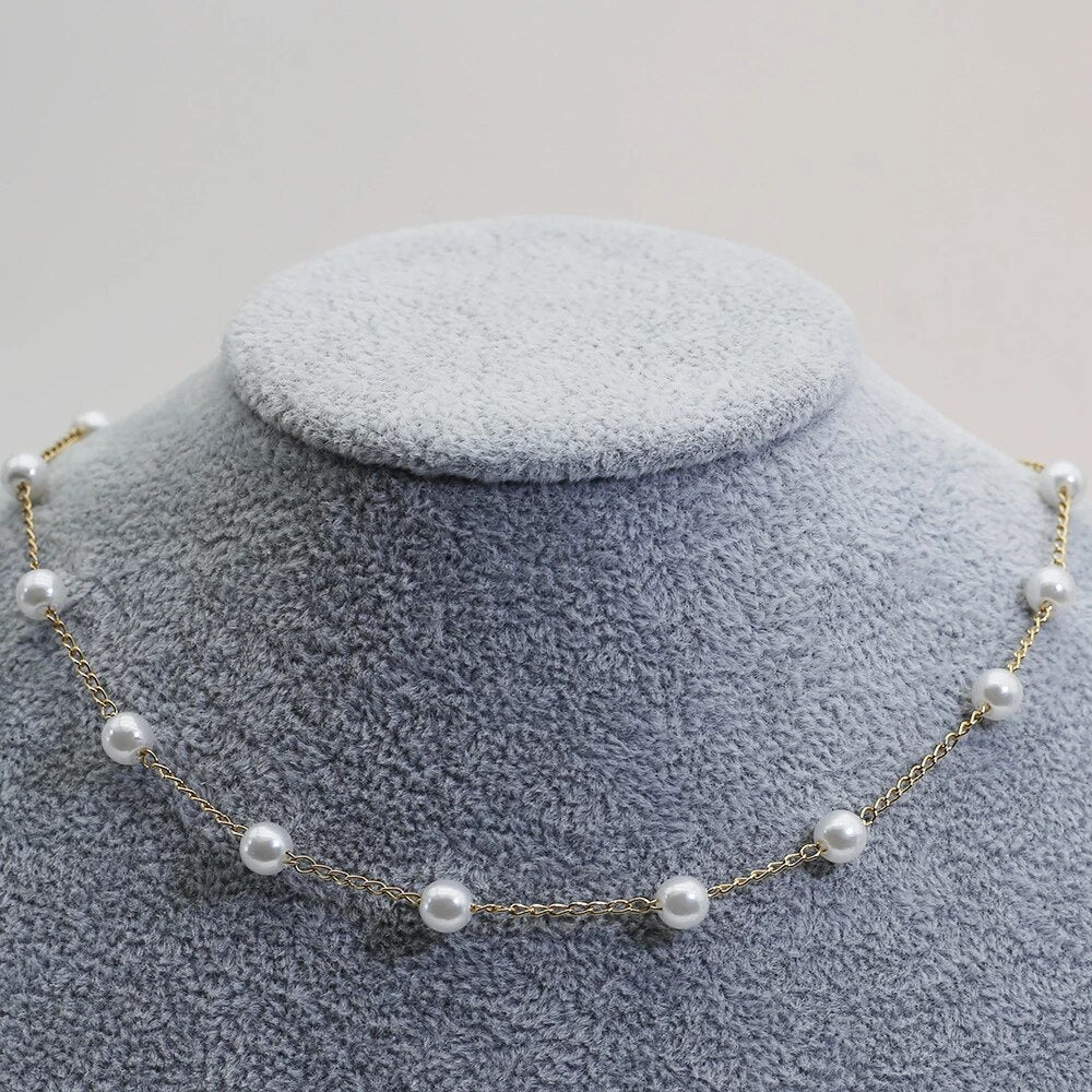 Women's Gold Pearl Necklace