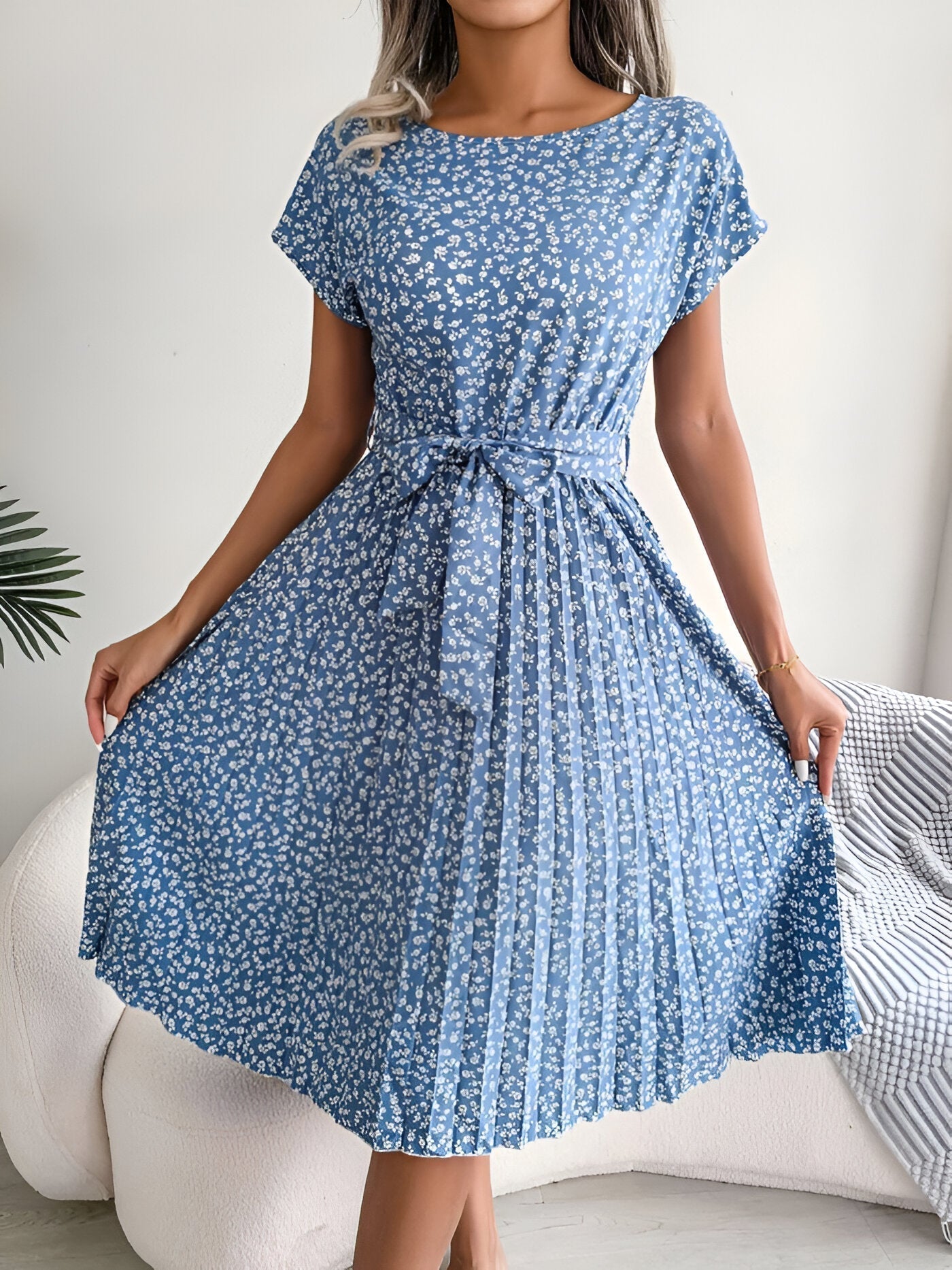 Women's Flower Pleated Elegance Dress