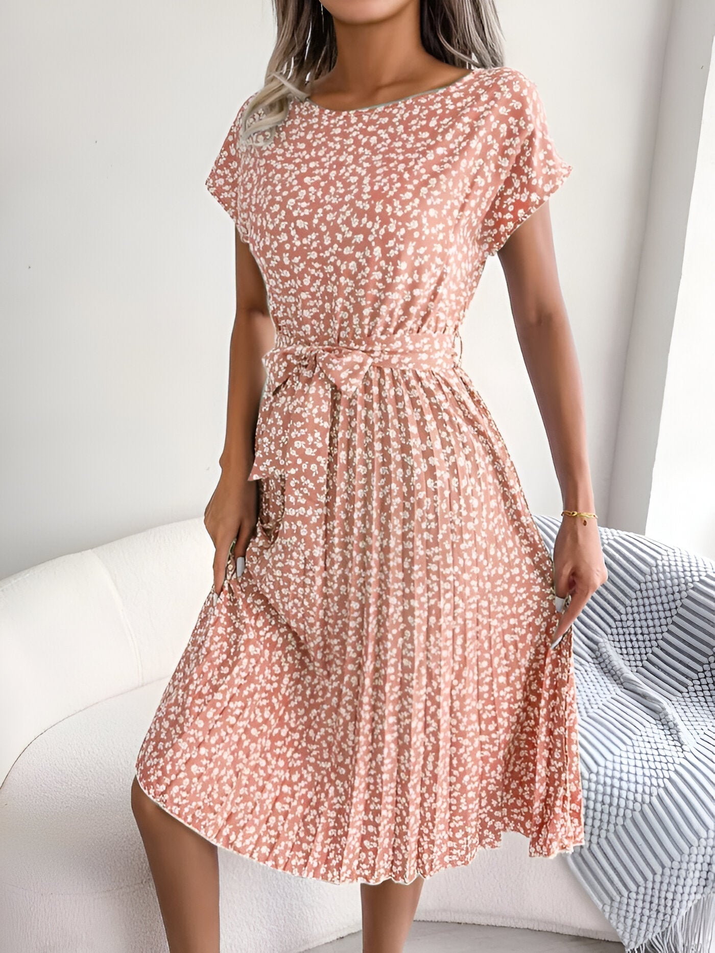 Women's Flower Pleated Elegance Dress