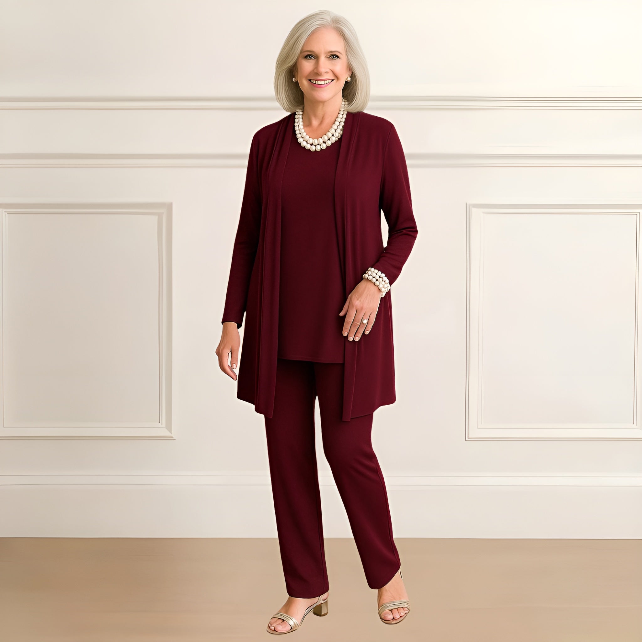 Women's Cardigan Top & Pants Set