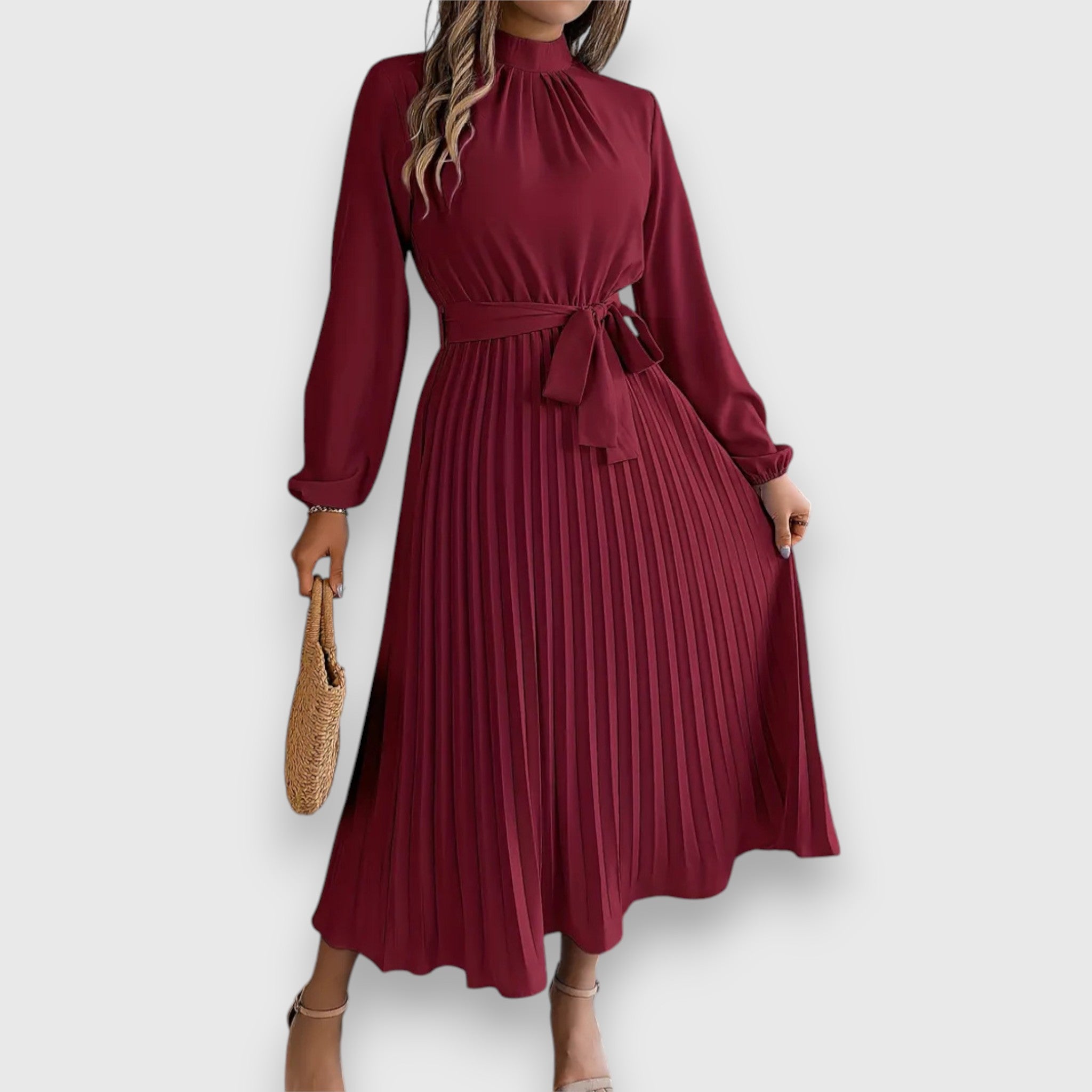 Women's Elegant Pleated Midi Dress