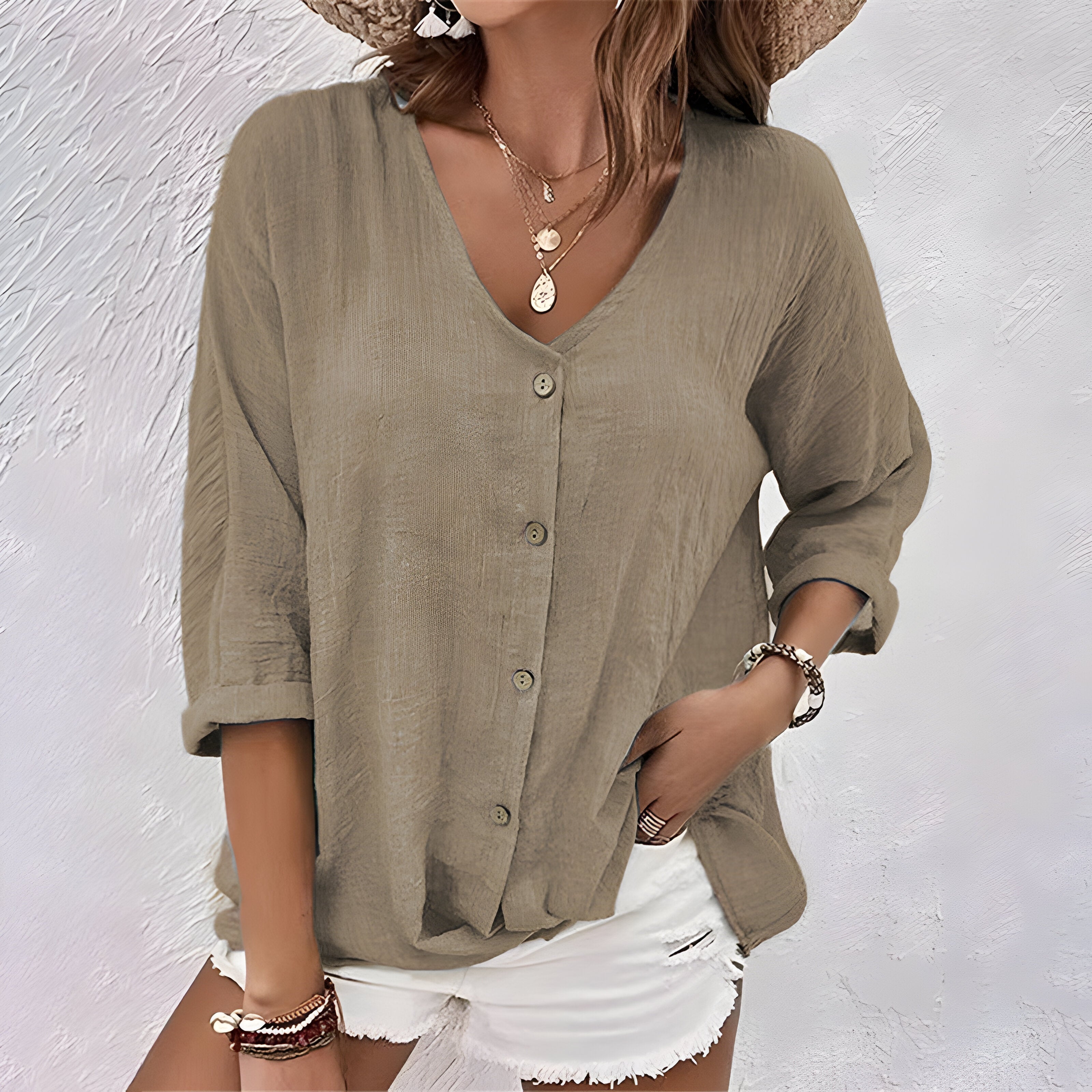 Women's Relaxed Button-Up Blouse