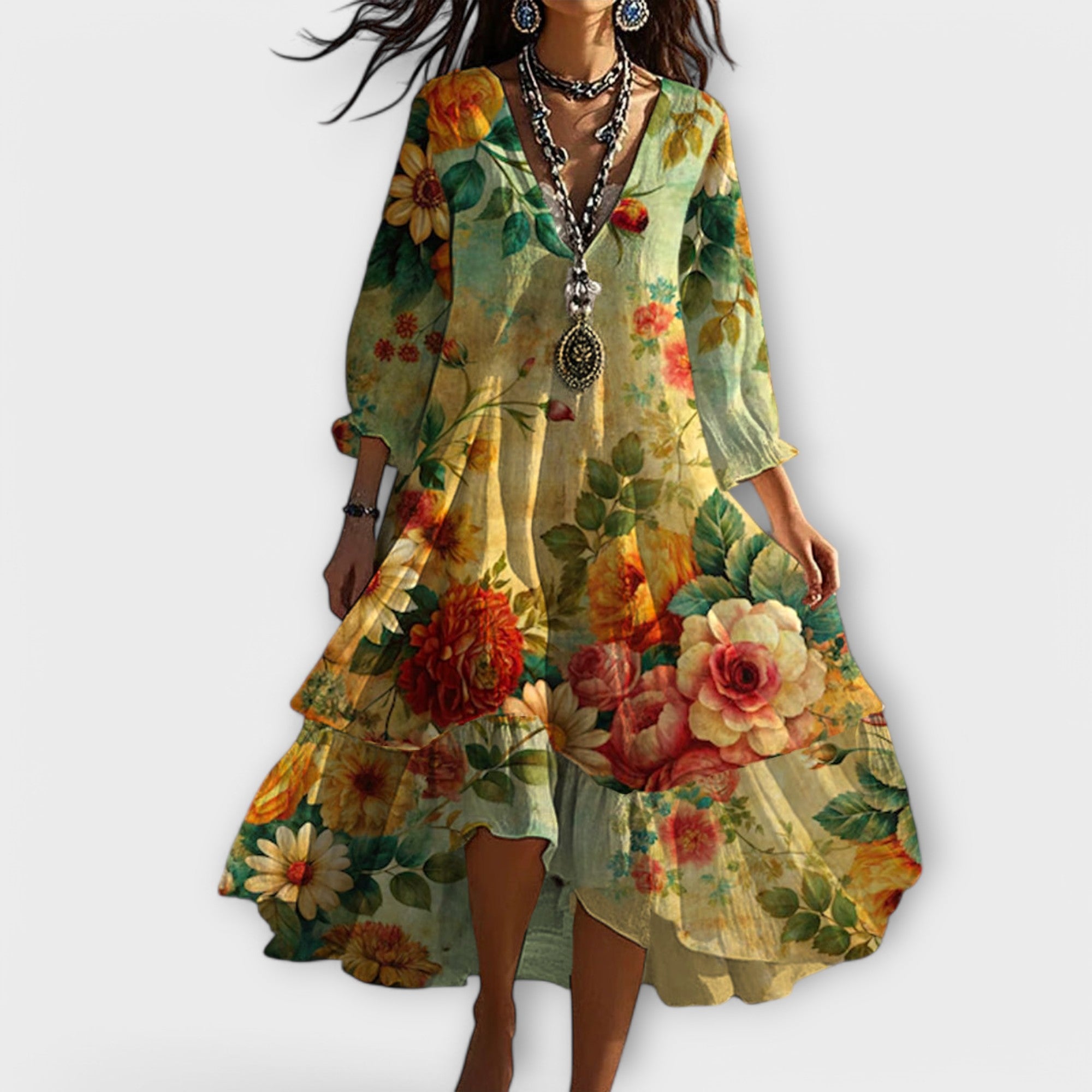 Women's Vintage Boho V-neck Dress