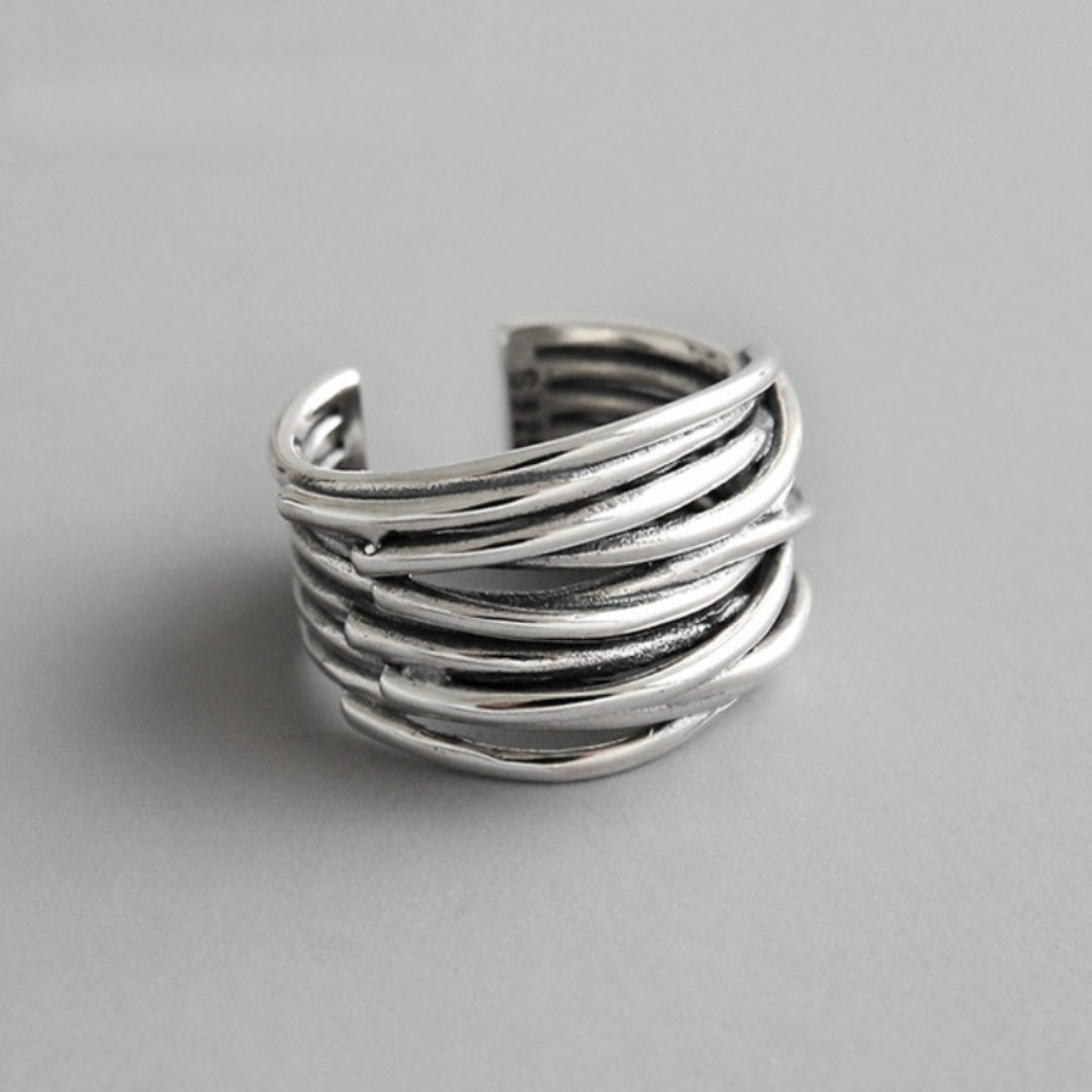 Women's Sterling Silver Adjustable Layered Ring