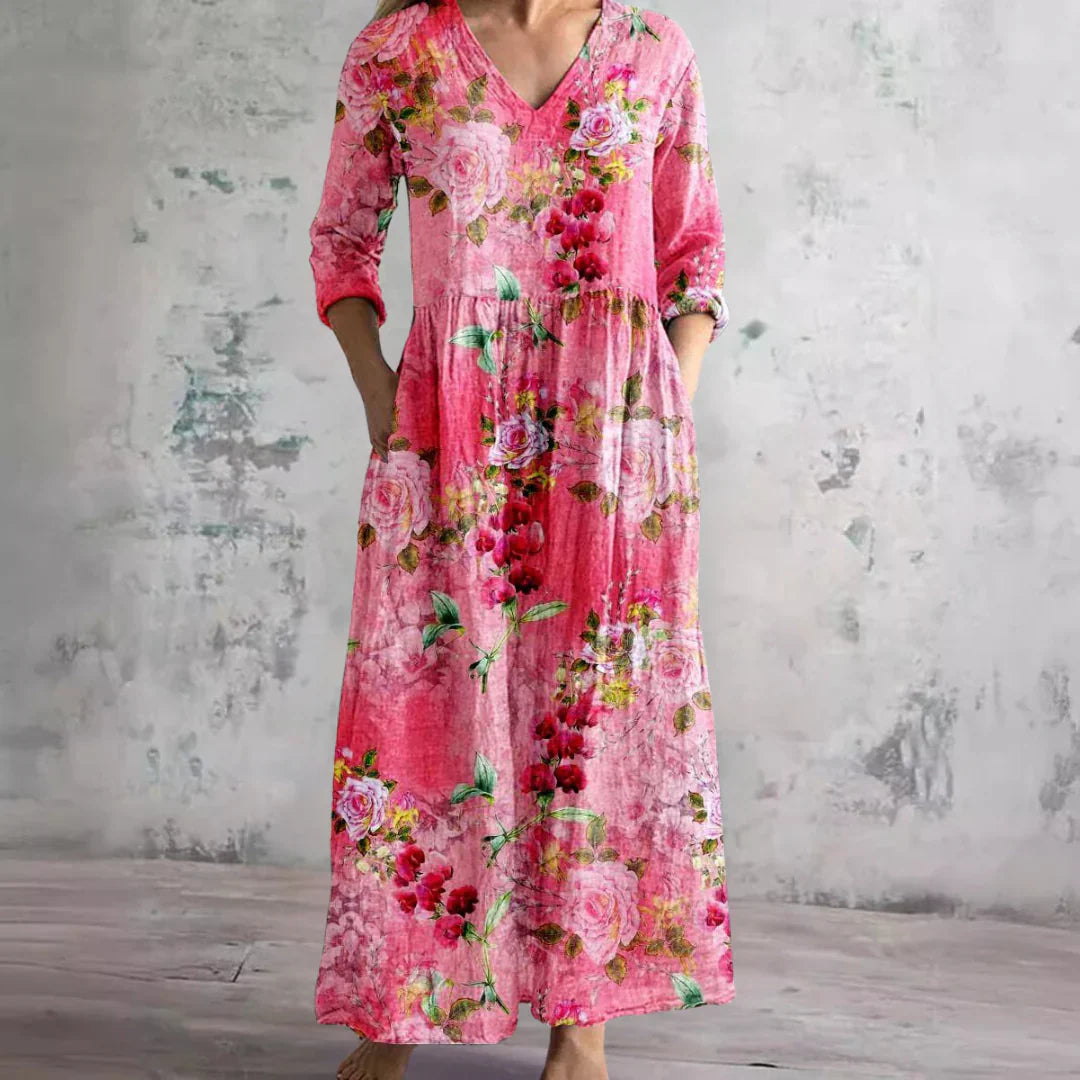 Women's Floral V-Neck Maxi Dress