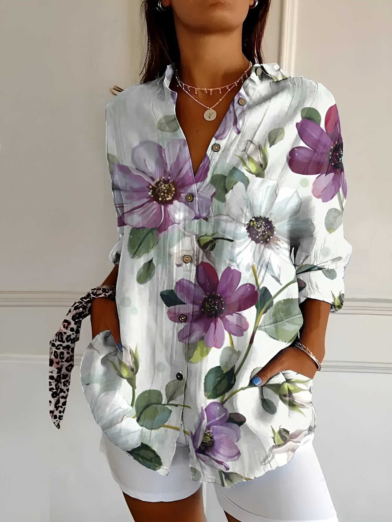 Women's Chic Blouse with Whimsical Prints