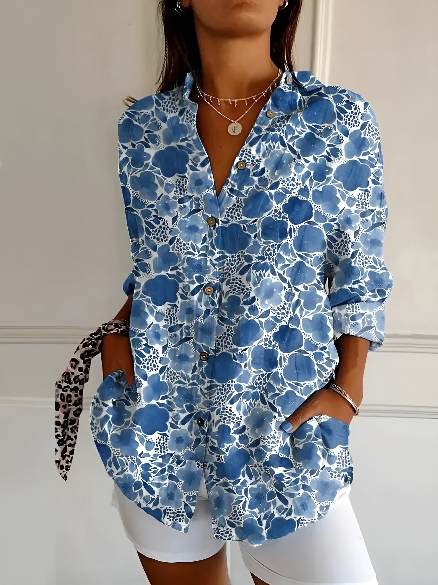 Women's Chic Blouse with Whimsical Prints