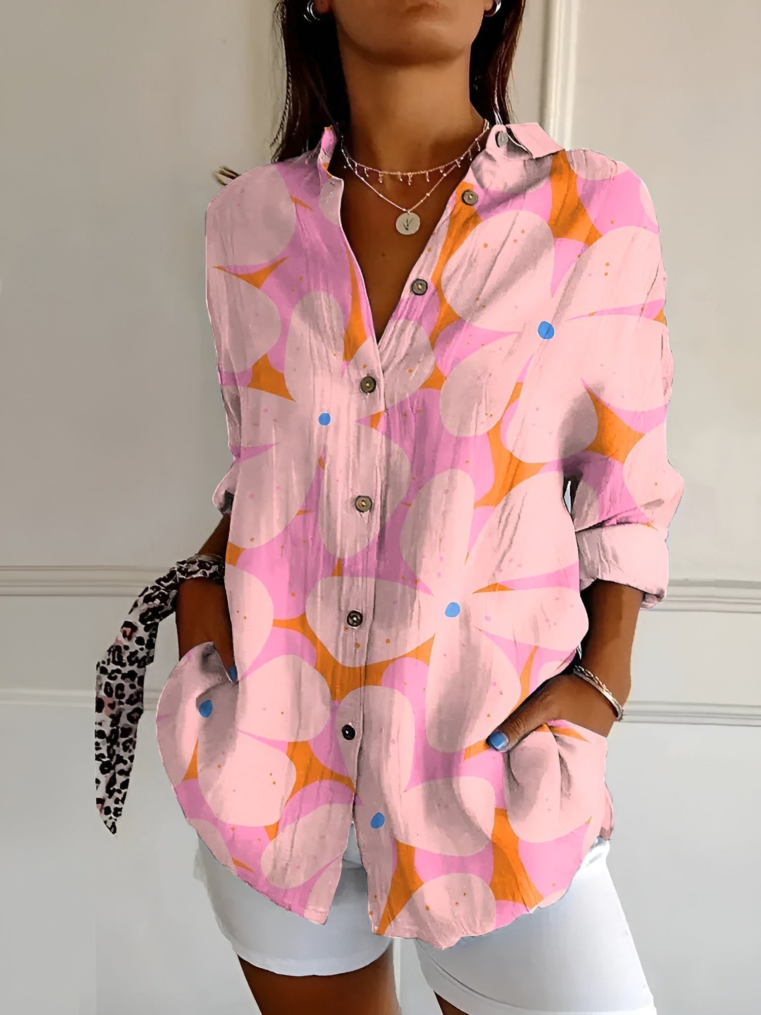 Women's Chic Blouse with Whimsical Prints