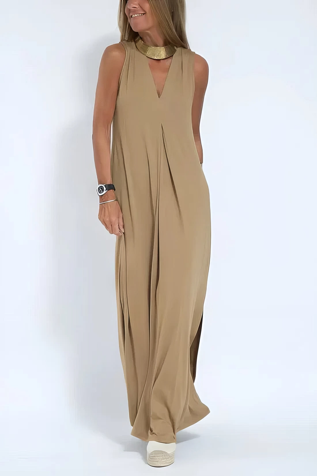 Women's Elegant Long Dress with Coordinated Cardigan