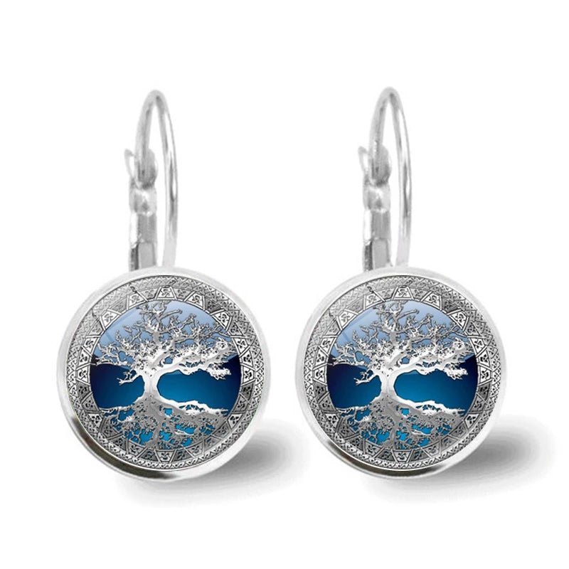 Women's Silver Tree of Life Hoop Earrings