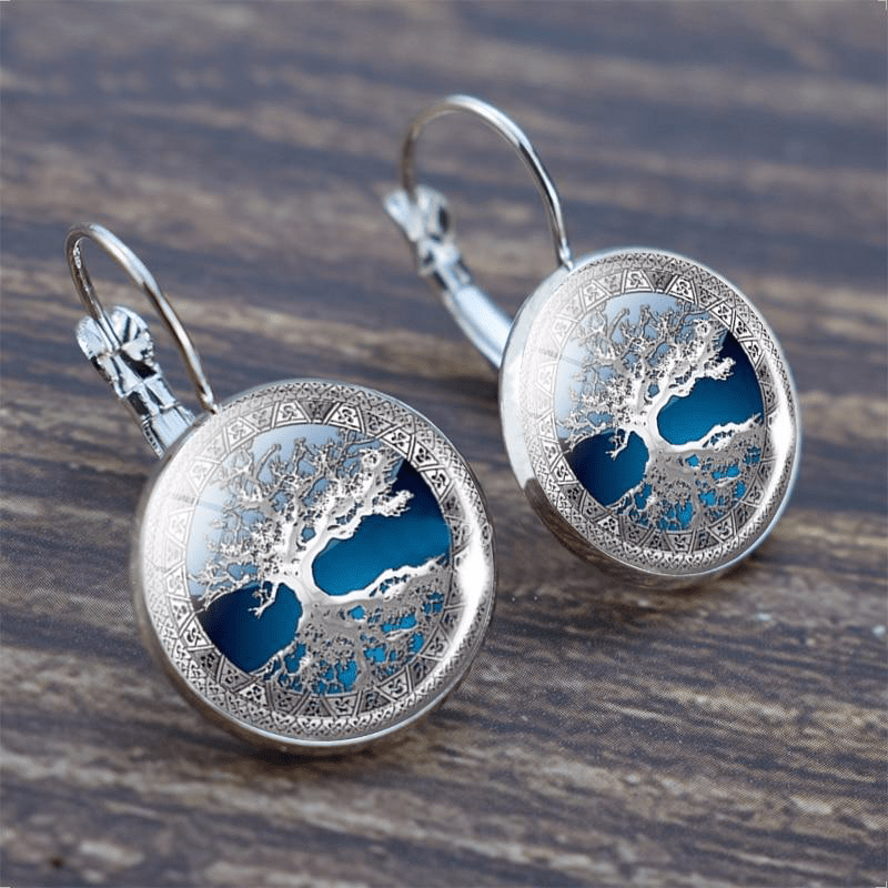 Women's Silver Tree of Life Hoop Earrings